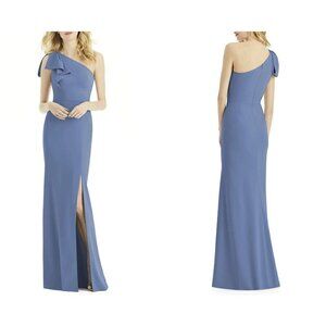 After Six Bow One-Shoulder Trumpet Gown, Size 16 in Larkspur NWT w/Defect